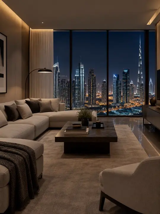 Quiet apartment with night views of the DIFC skyline
