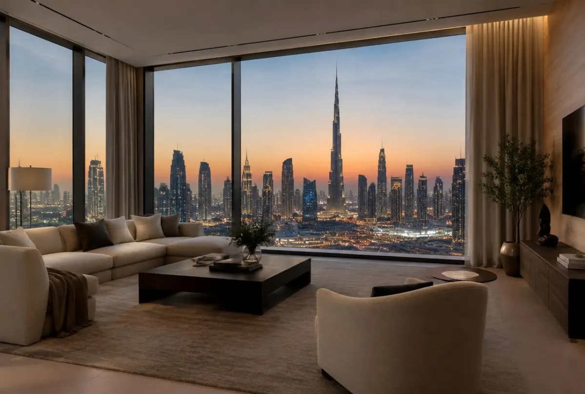 Burj Khalifa mənzərəli sakit Downtown Dubai mənzili