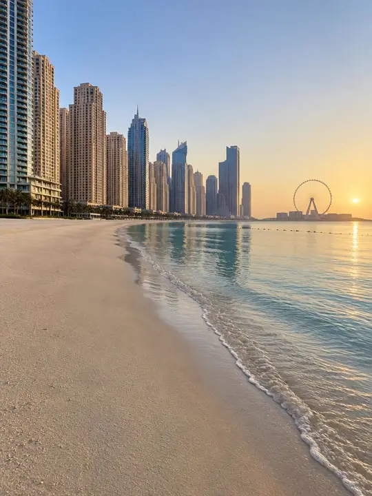 Quiet early morning on JBR beach