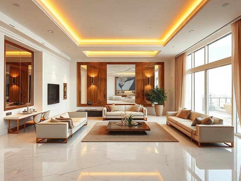 Modern luxury villa interior with open-plan living space in Dubai