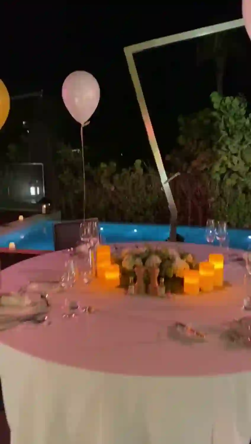 Private celebration dinner by the pool
